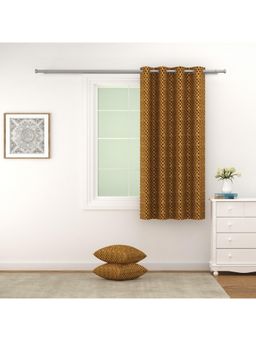Swayam - 100% Blackout Eyelet Hanging Window Curtain (5 Feet) - Brown