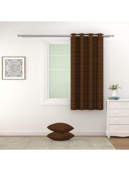 Swayam - 100% Blackout Eyelet Hanging Window Curtain (5 Feet) - Brown