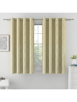 Swayam - 100% Blackout Eyelet Hanging Window Curtain (5 Feet) (Pack of 2) - Beige
