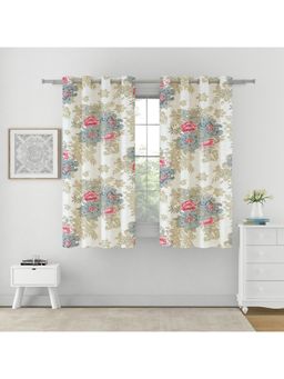 Swayam - Floral 80% Blackout Eyelet Hanging Window Curtain (5 Feet) (Pack of 2)