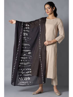 W - Black Printed Dupatta