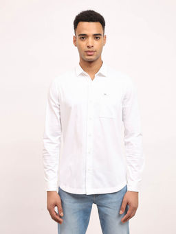 Lee - Men Solid White Slim Fit Casual Shirt
