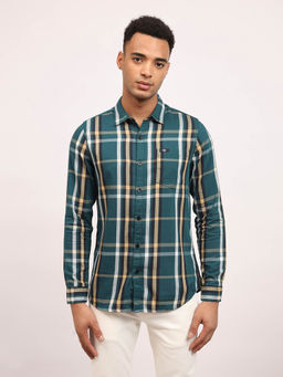 Lee - Men Checked Green Slim Fit Casual Shirt