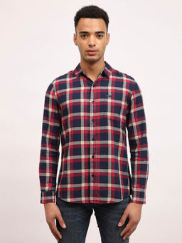 Lee - Men Checked Navy Blue Slim Fit Casual Shirt