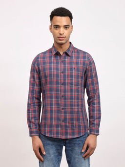 Lee - Men Checked Blue Slim Fit Casual Shirt