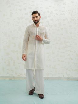 Runit Gupta - Ivory Lippan Kurta with Pyjama