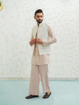 Runit Gupta - Multiarc Ivory Kurta with Pyjama and Nehru Jacket
