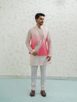 Runit Gupta - Pink Ombre Wave Nehru Jacket