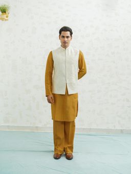 Runit Gupta - Dusty Ivory Contour Nehru Jacket