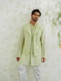 Runit Gupta - Pista Duo Flap Nehru Jacket