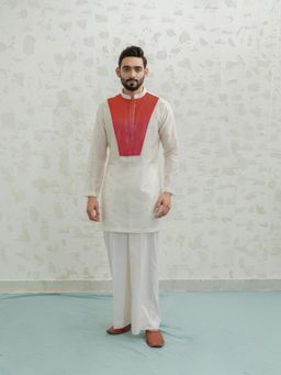 Runit Gupta - Pink Orange Ombre Patch Kurta with Pyjama