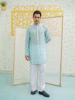 Runit Gupta - Blue Latkan Short Kurta with Pyjama