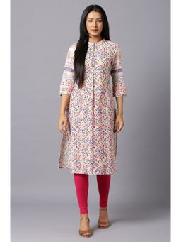W - White Floral Kurta
