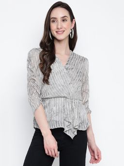 Latin Quarters - Grey Printed Polyester Top