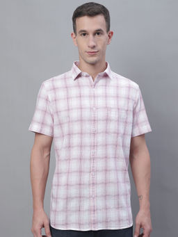 Cantabil - Mens Checks Pink Casual Shirt