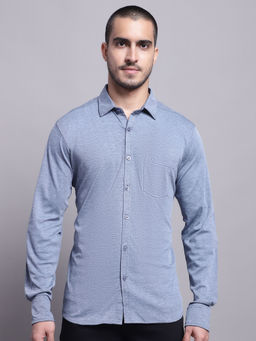 Cantabil - Mens Solid Blue Casual Shirt