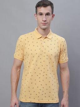 Cantabil - Mens Printed Yellow Polo T-Shirt