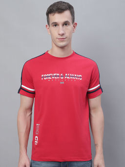 Cantabil - Mens Typography Red T-Shirt