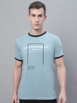 Cantabil - Mens Typography Blue T-Shirt