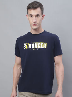 Cantabil - Mens Typography Navy Blue T-Shirt