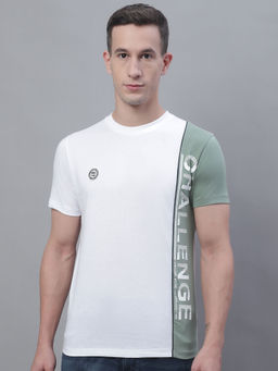 Cantabil - Mens Colorblock White T-Shirt
