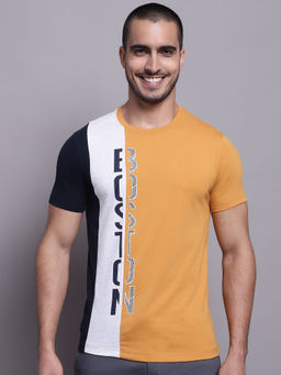 Cantabil - Mens Colorblock Mustard T-Shirt