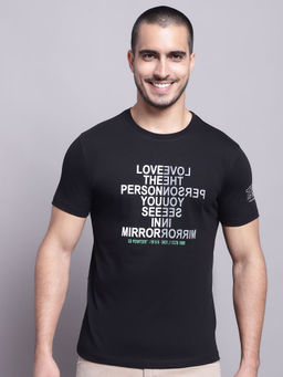 Cantabil - Mens Printed Black T-Shirt
