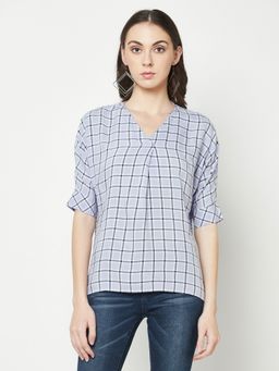 CRIMSOUNE CLUB - Women Purple Checked Top