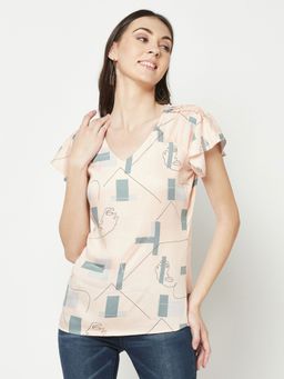 CRIMSOUNE CLUB - Women Peach Printed Top