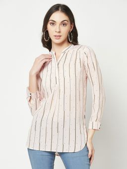 CRIMSOUNE CLUB - Women Pink Printed Top Side Slits