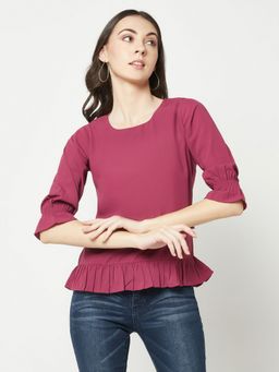 CRIMSOUNE CLUB - Women Pink Peplum Top
