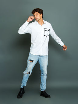 Echke - White Shirt with Postman Pocket