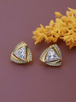 Carlton London - Gold-Toned Triangular Studs Earrings