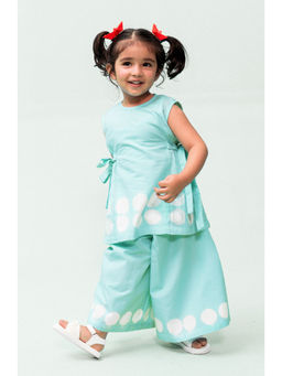 TIBER TABER - Blue Tie and Dye Regular Fit Kurta with Palazzo (Set of 2)