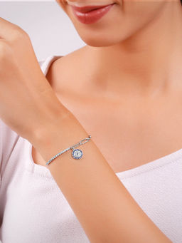GIVA - 925 Silver Blue Halo Bracelet, Adjustable