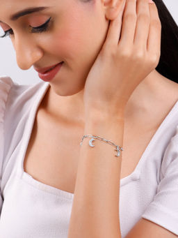 GIVA - 925 Silver Half Moon Bracelet, Adjustable