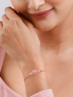 GIVA - 925 Silver Rose Gold Elephant Herd Bracelet, Adjustable