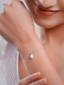 GIVA - 925 Silver Pearly Drop Bracelet, Adjustable