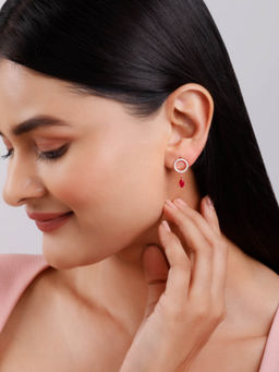 GIVA - 925 Silver Rose Gold Circular Droplet Earrings