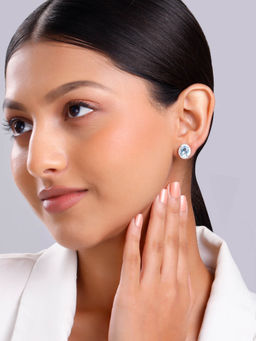 GIVA - 925 Silver Halo Blue Topaz Earrings