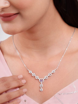 GIVA - 925 Silver Adorable Heart Statement Necklace