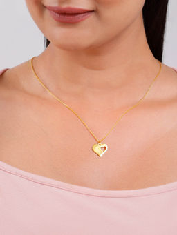 GIVA - 925 Silver Golden Heart Piece Pendant With Link Chain