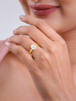 GIVA - 925 Silver Golden Odette Ring, Adjustable