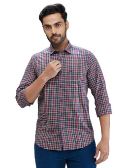 ColorPlus - Slim Fit Casual Shirt Full Sleeves Collar Neck Checks Pink