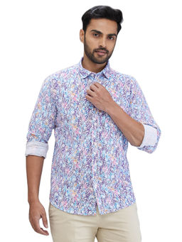 ColorPlus - Slim Fit Casual Shirt Full Sleeves Collar Neck Printed Multi-Color
