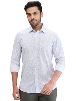 ColorPlus - Contemporary Fit Casual Shirt Full Sleeves Collar Neck Printed Grey
