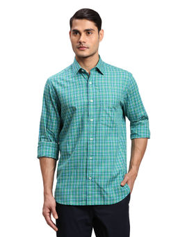 ColorPlus - Regular Fit Casual Shirt Full Sleeves Collar Neck Checks Teal & Blue