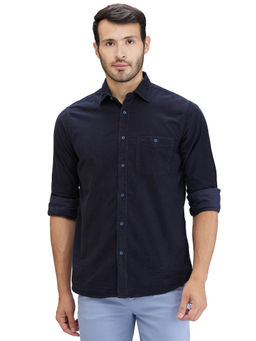 ColorPlus - Regular Fit Casual Shirt Full Sleeves Collar Neck Solid Navy Blue