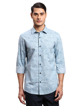 ColorPlus - Regular Fit Casual Shirt Full Sleeves Collar Neck Floral Blue
