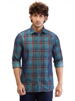 ColorPlus - Regular Fit Casual Shirt Full Sleeves Collar Neck Checks Green & Red